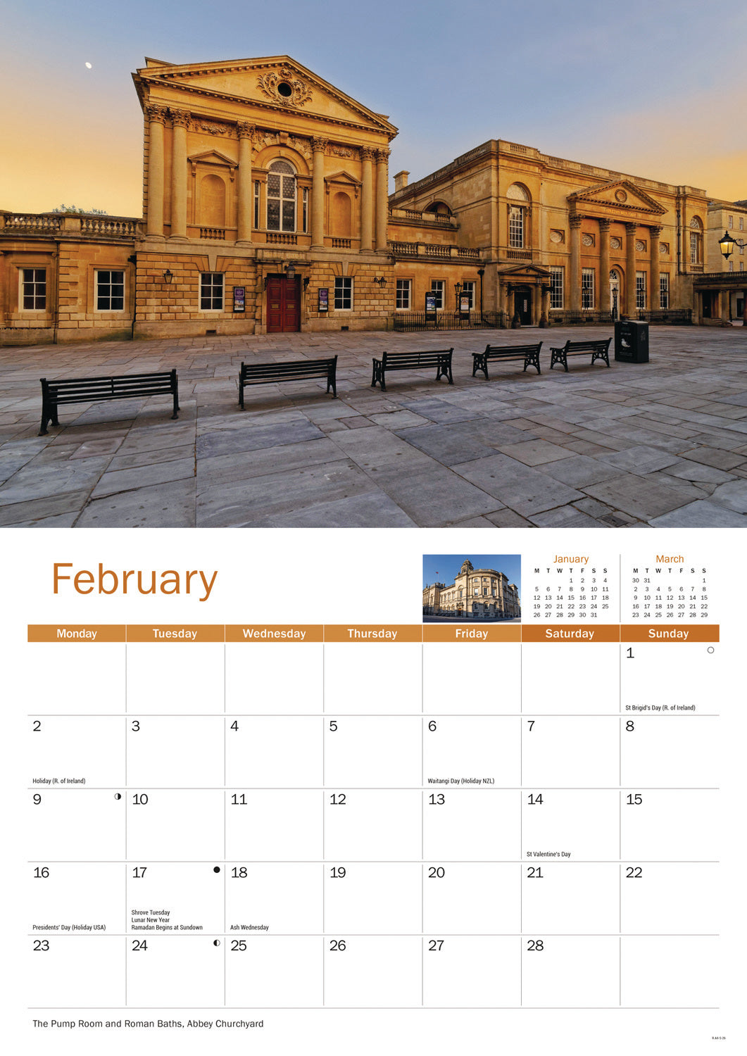 Bath A4 Calendar 2026