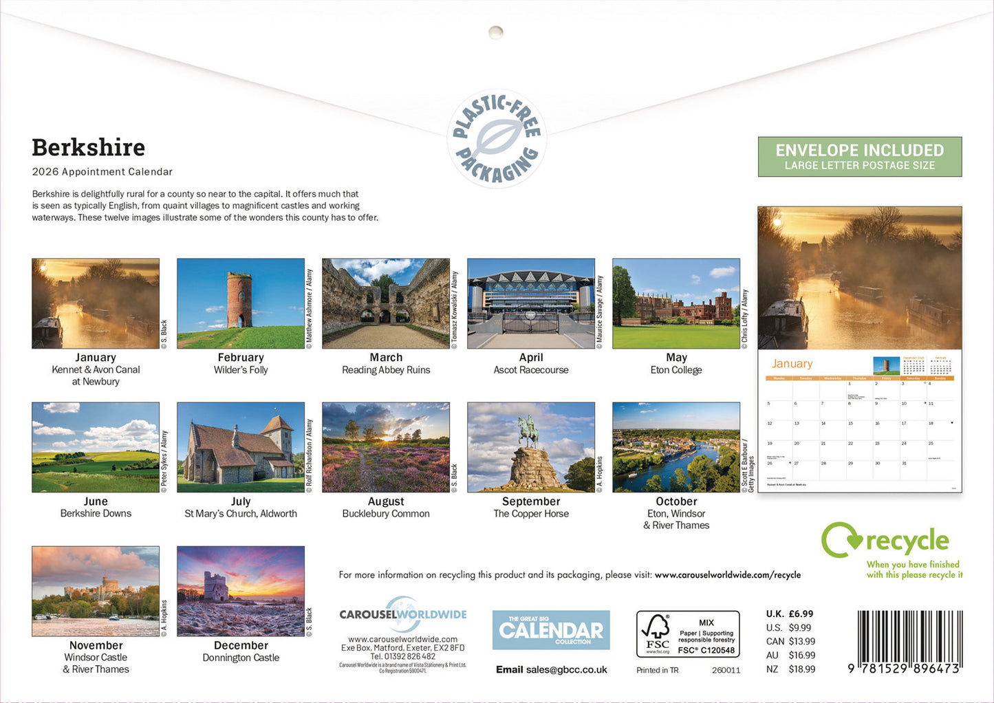 Berkshire A4 Calendar 2026