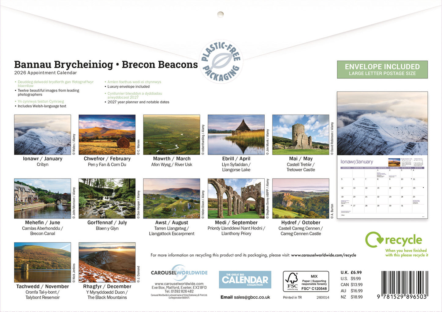 Brecon Beacons A4 Calendar 2026