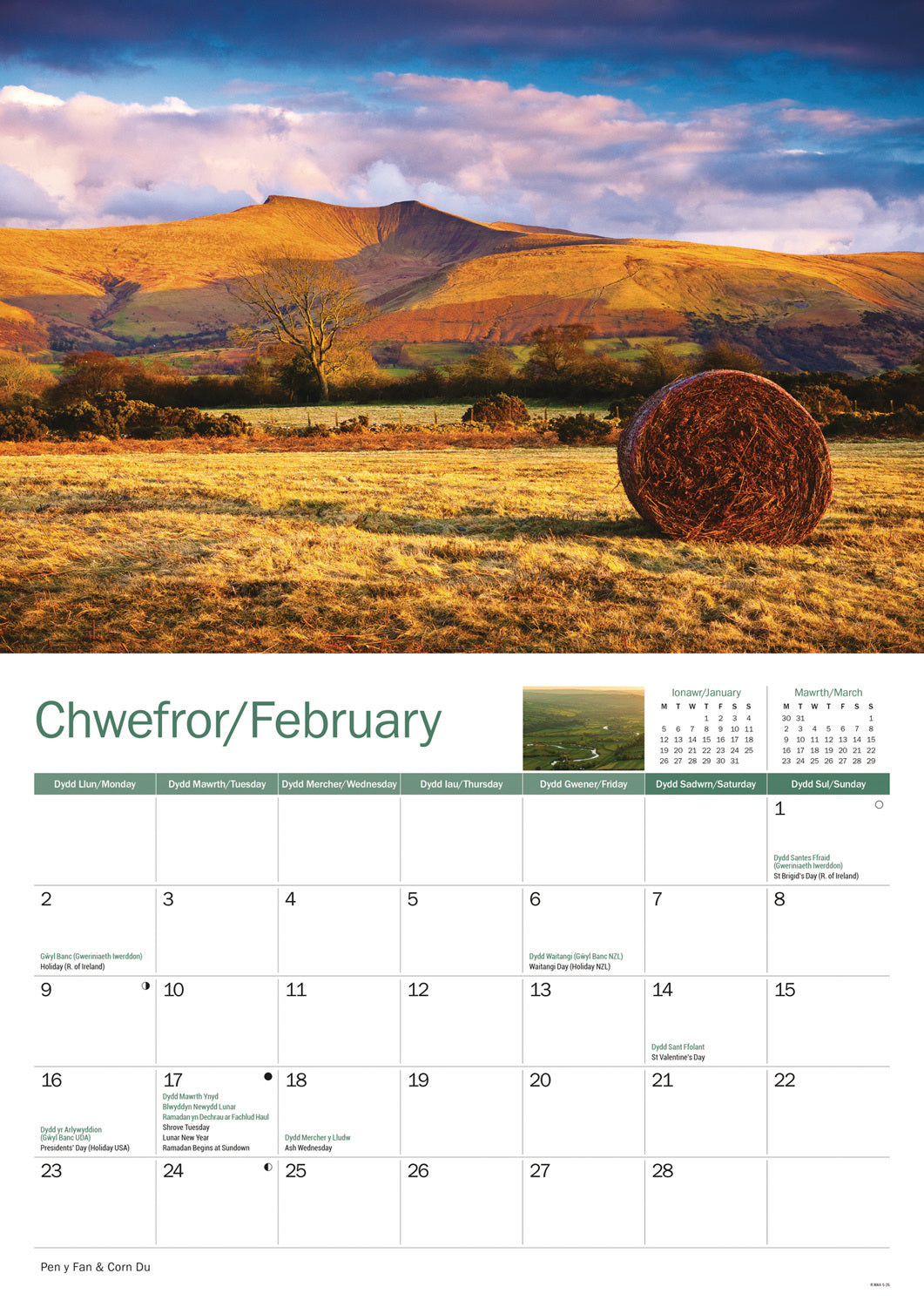 Brecon Beacons A4 Calendar 2026
