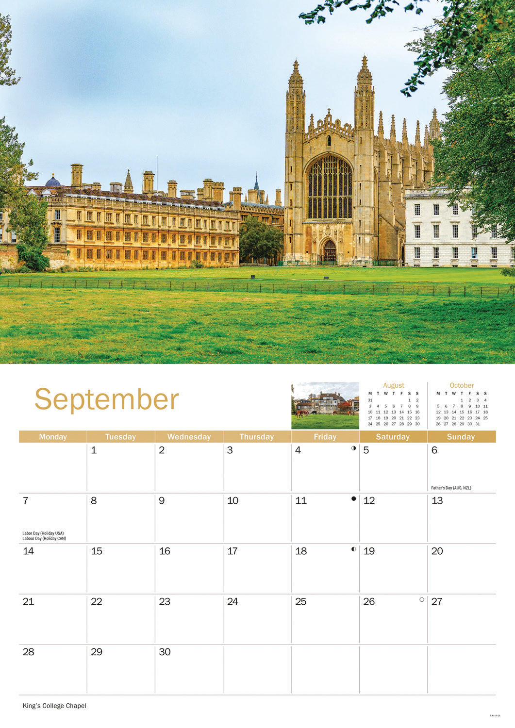 Cambridge A4 Calendar 2026
