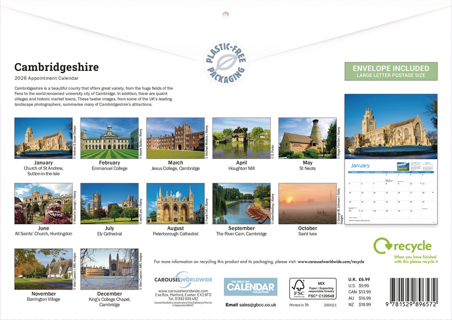Cambridgeshire A4 Calendar 2026