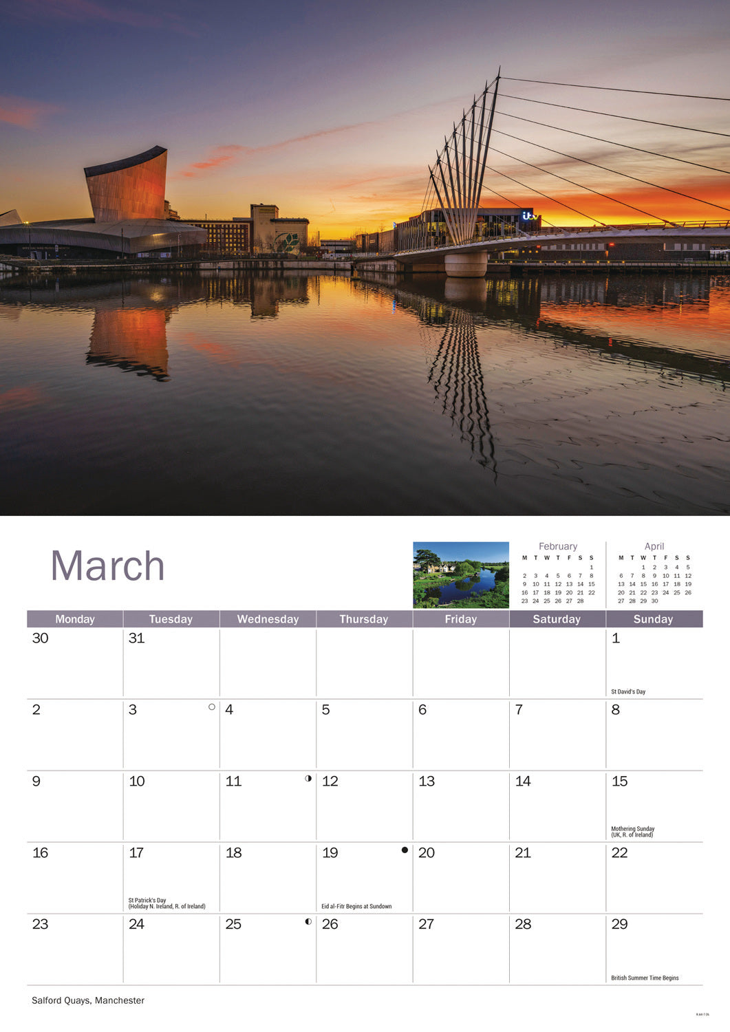 Canals & Waterways A4 Calendar 2026