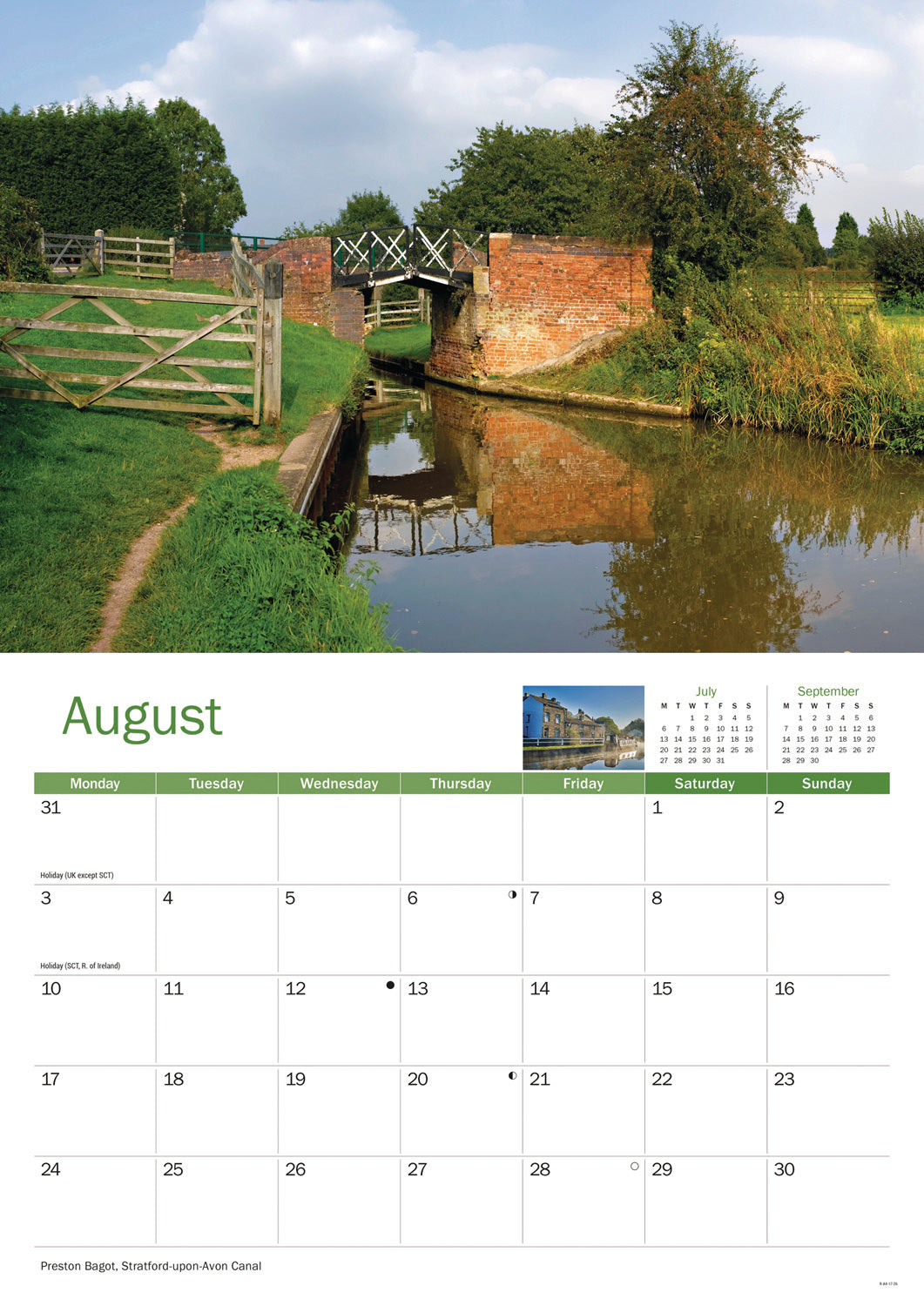 Canals & Waterways A4 Calendar 2026