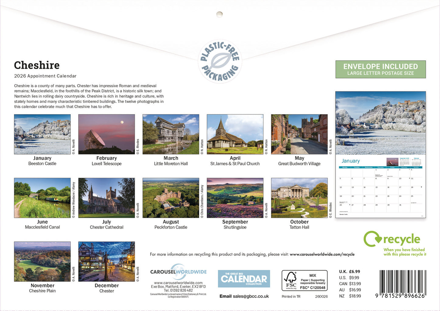 Cheshire A4 Calendar 2026