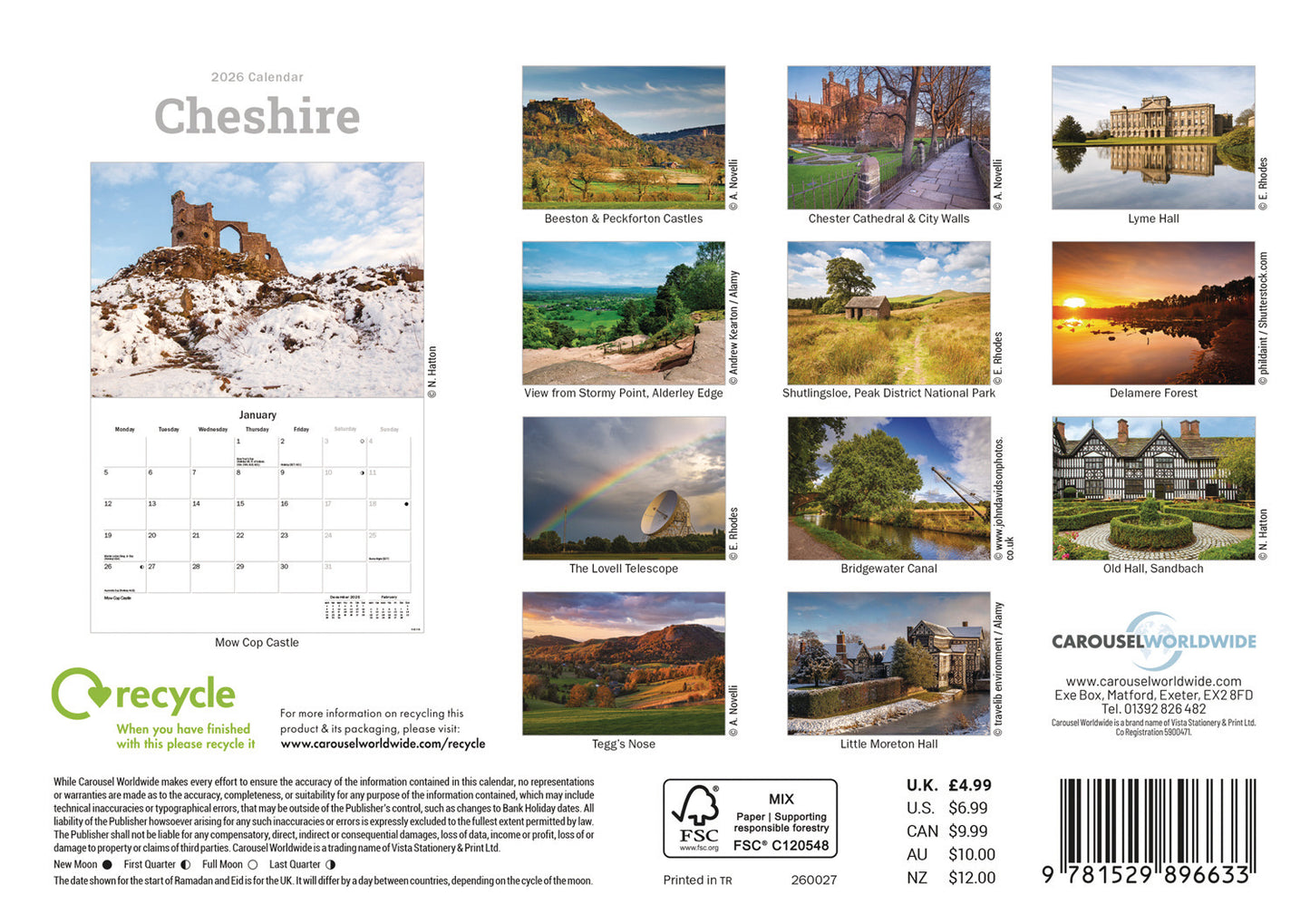 Cheshire A5 Calendar 2026