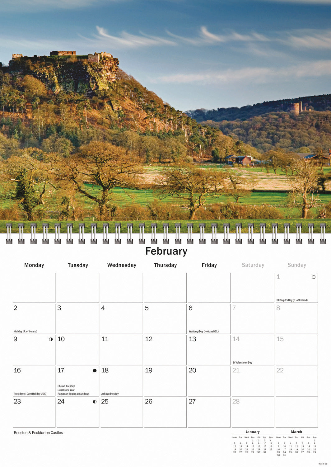Cheshire A5 Calendar 2026