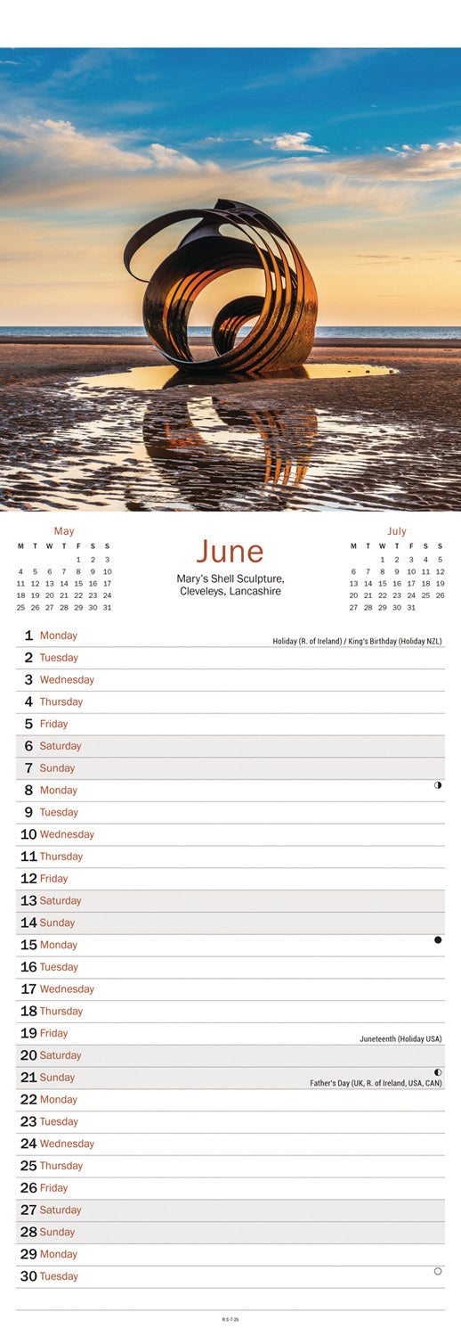 Coastline of Britain Slim Calendar 2026