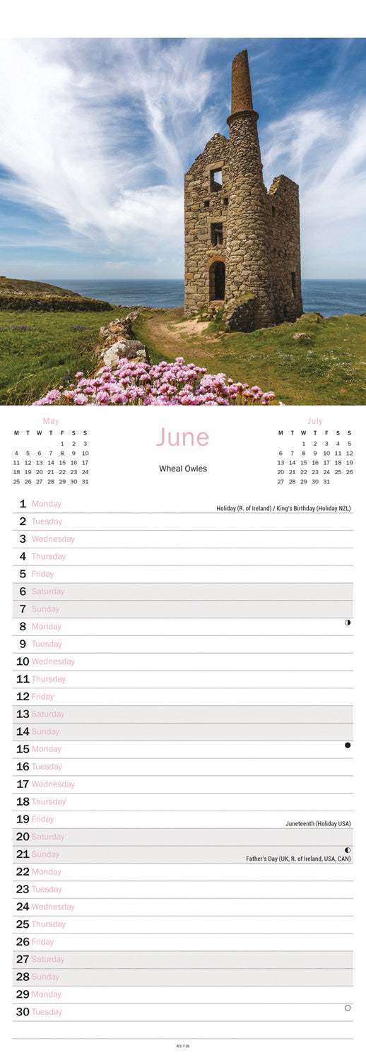 Cornish Coast Slim Calendar 2026