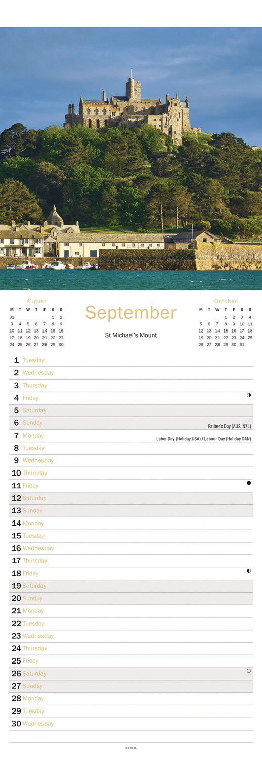 Cornish Coast Slim Calendar 2026