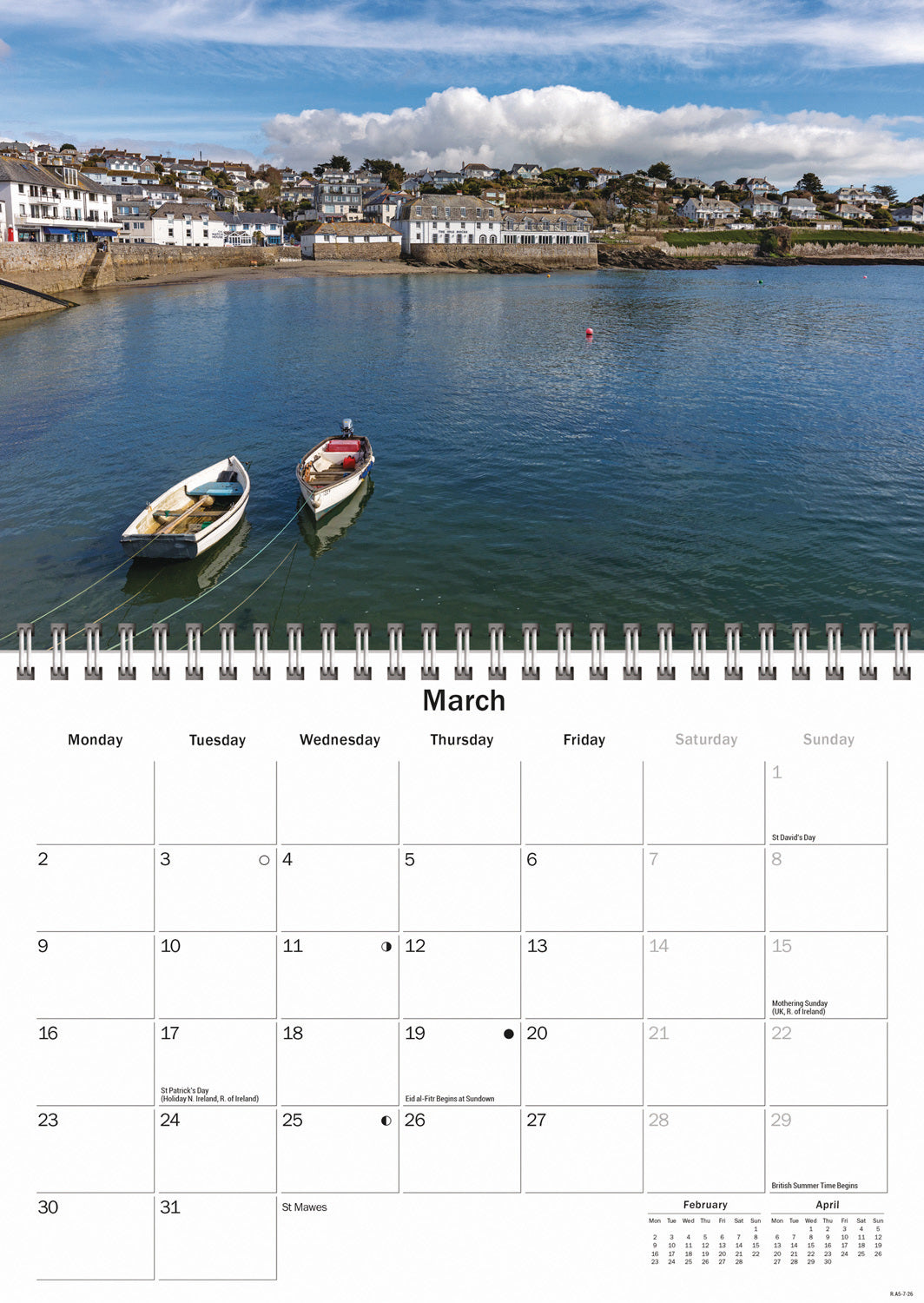Cornish Riviera A5 Calendar 2026