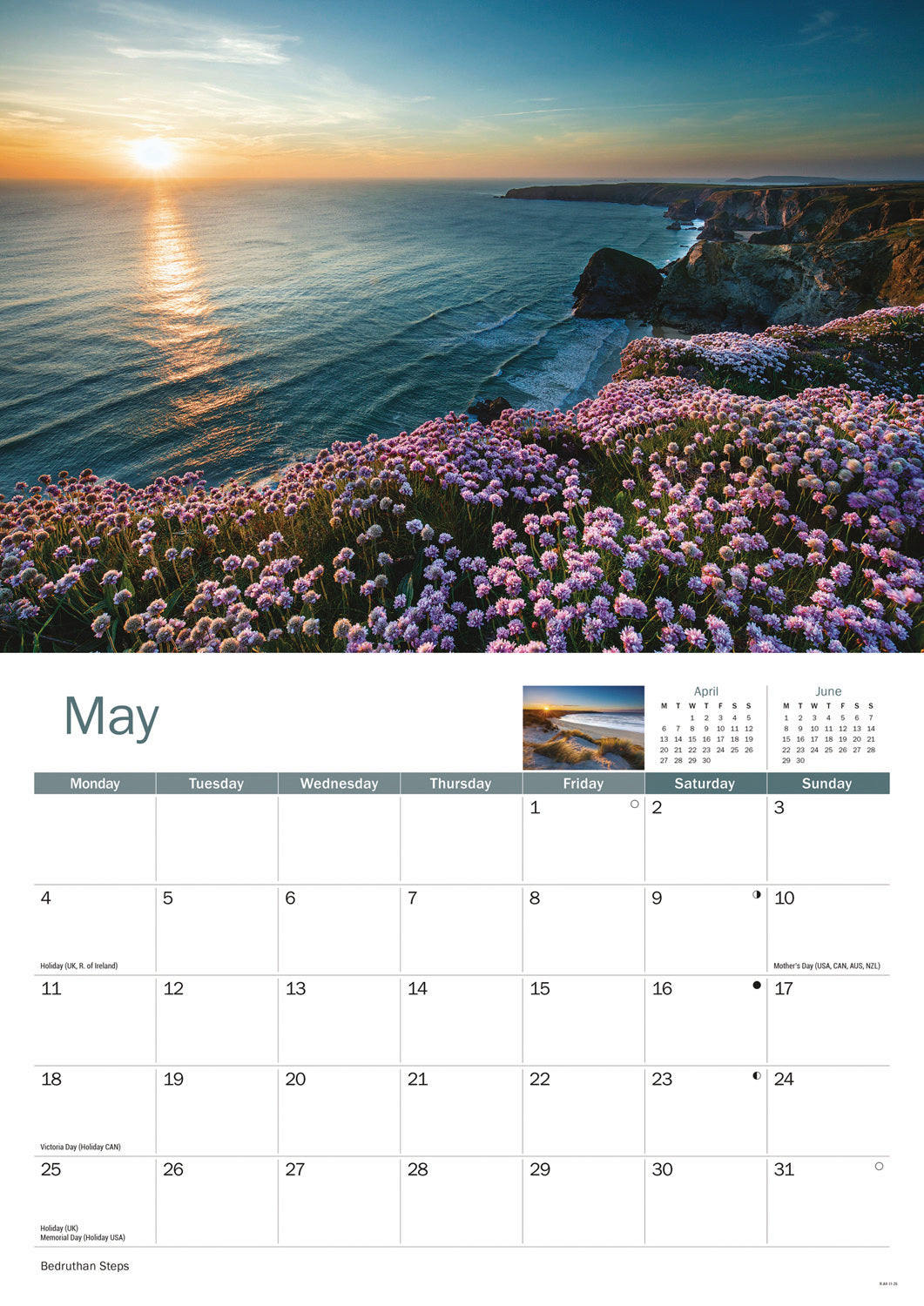 Cornish Sunsets A4 Calendar 2026