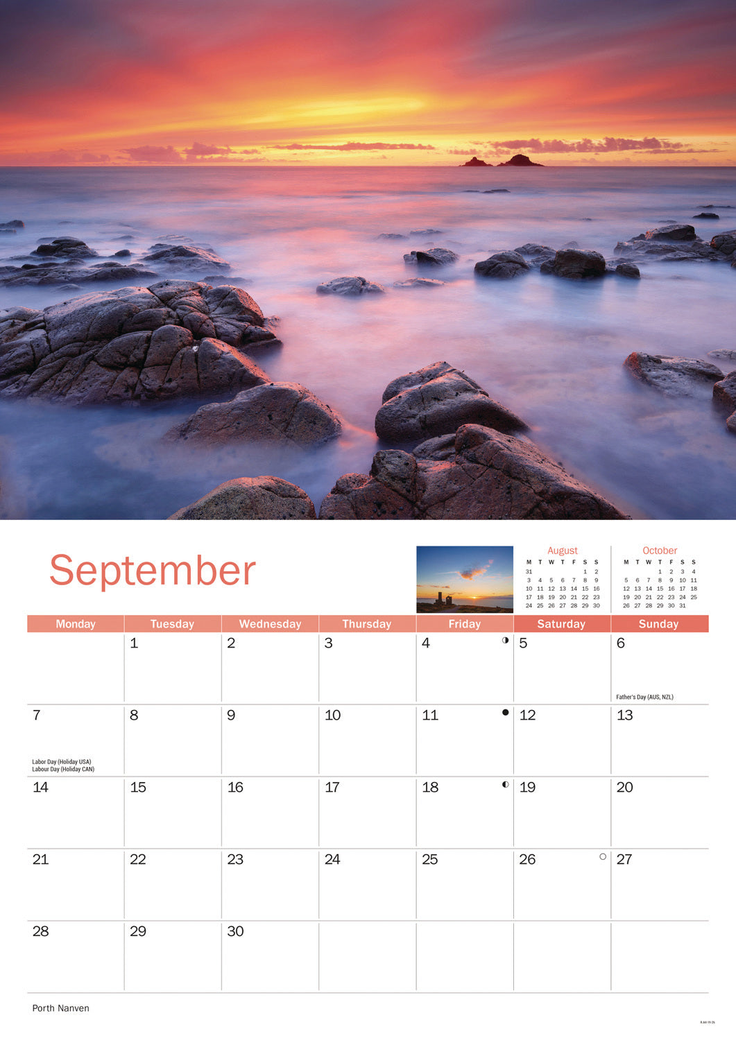 Cornish Sunsets A4 Calendar 2026