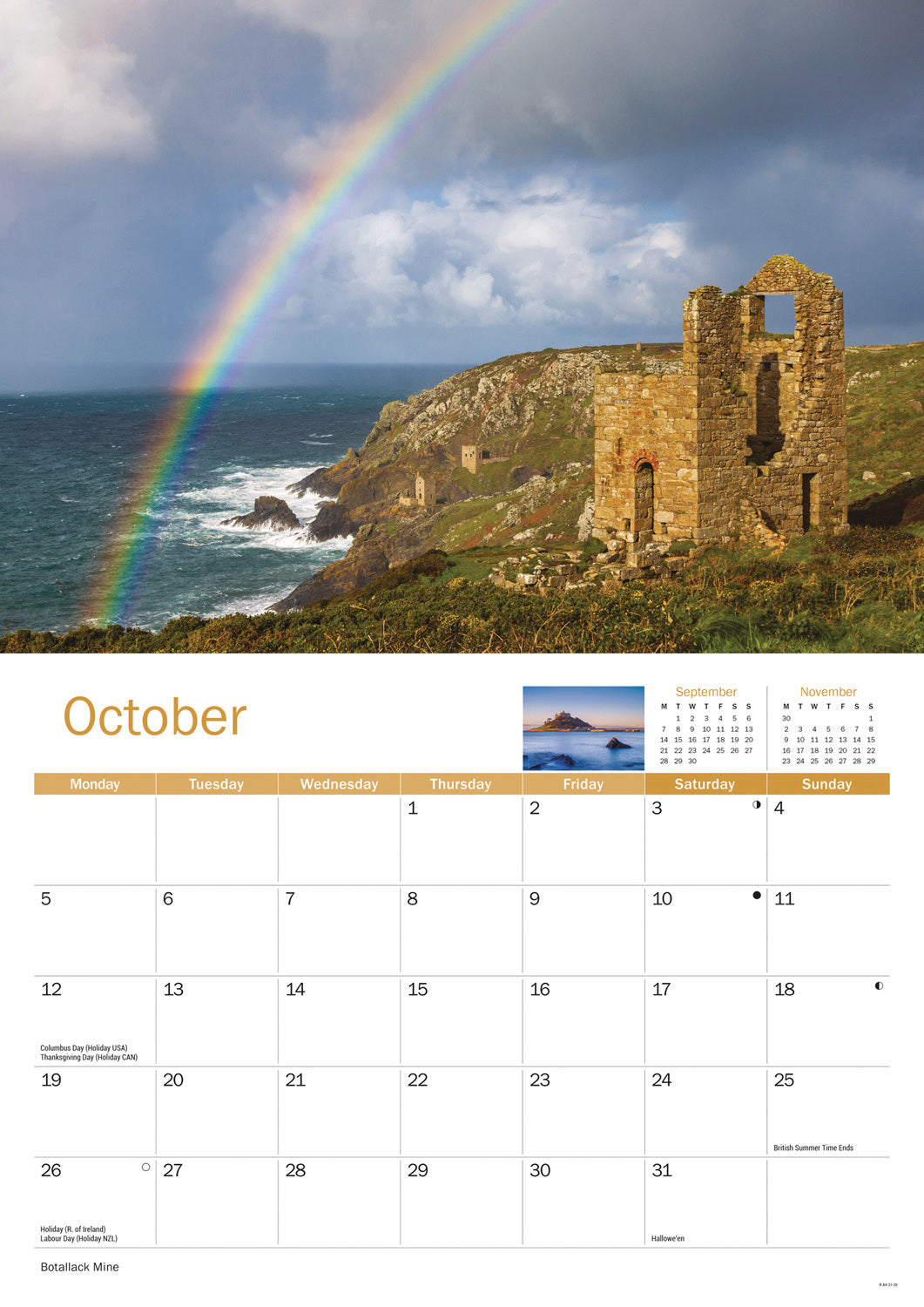 Cornwall A4 Calendar 2026