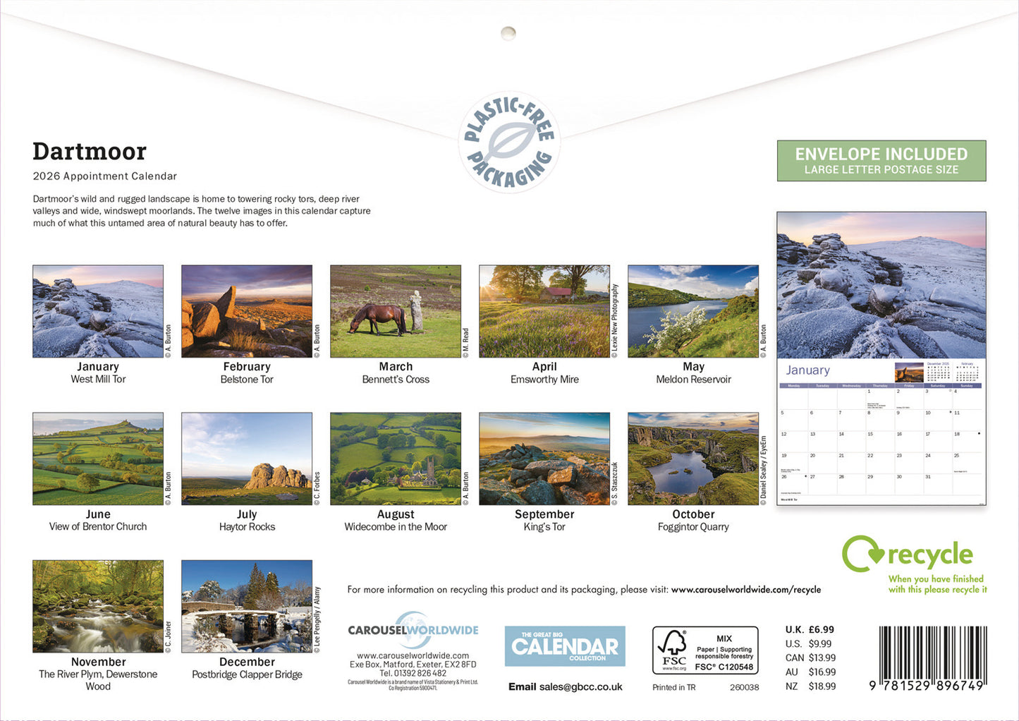 Dartmoor A4 Calendar 2026