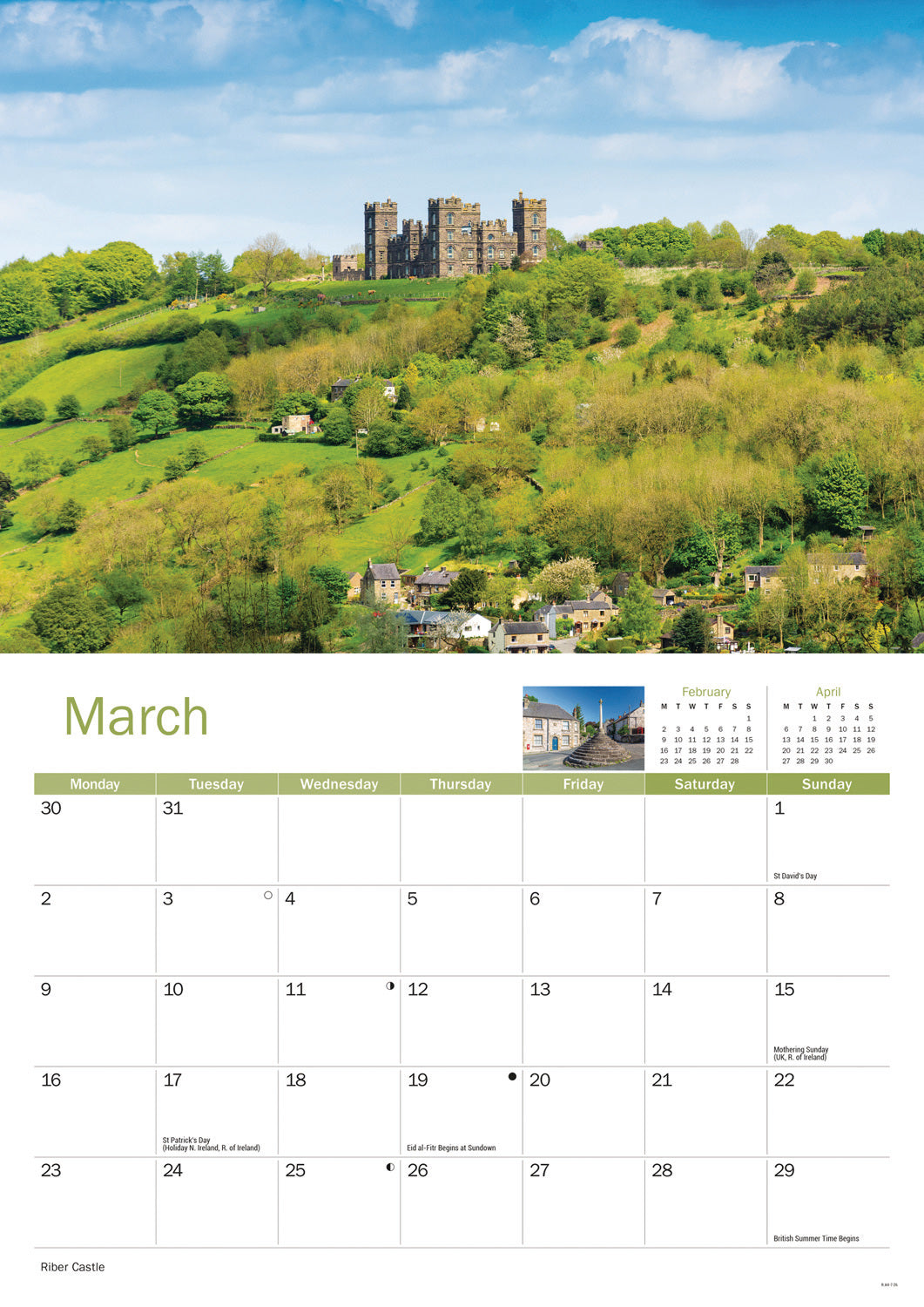 Derbyshire A4 Calendar 2026
