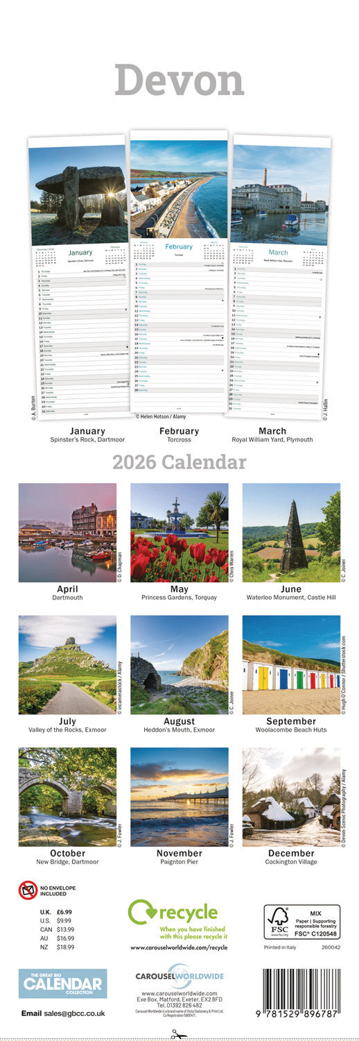 Devon Slim Calendar 2026