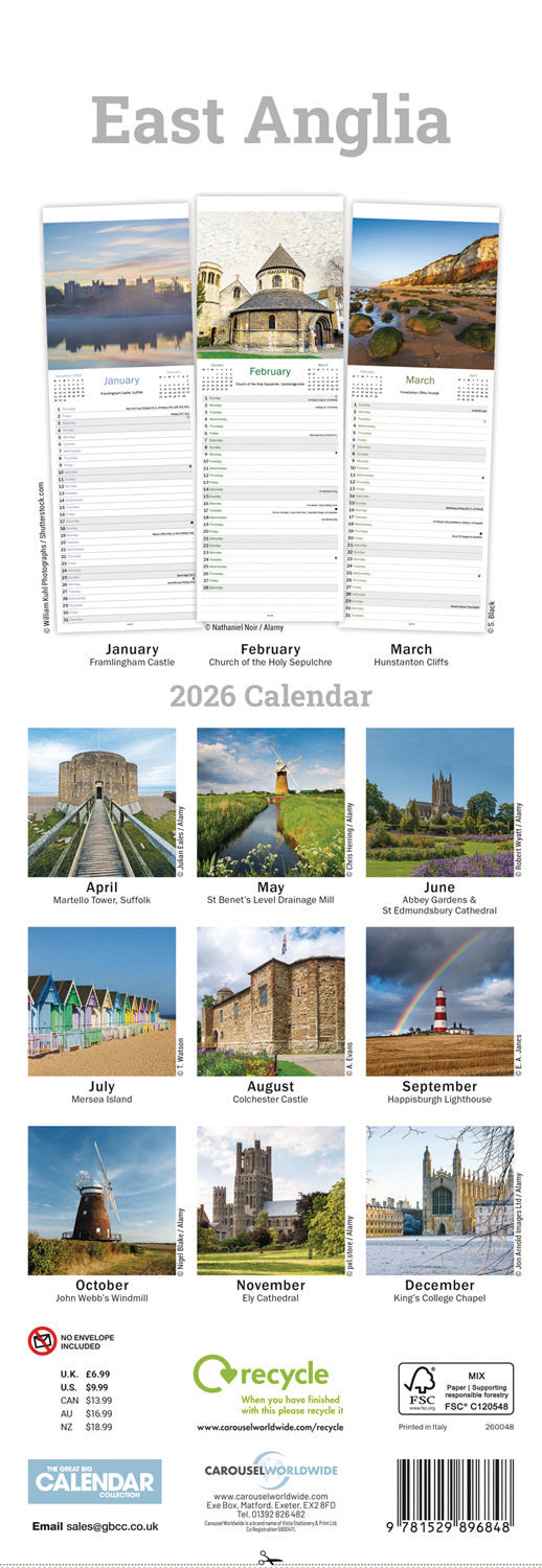 East Anglia Slim Calendar 2026