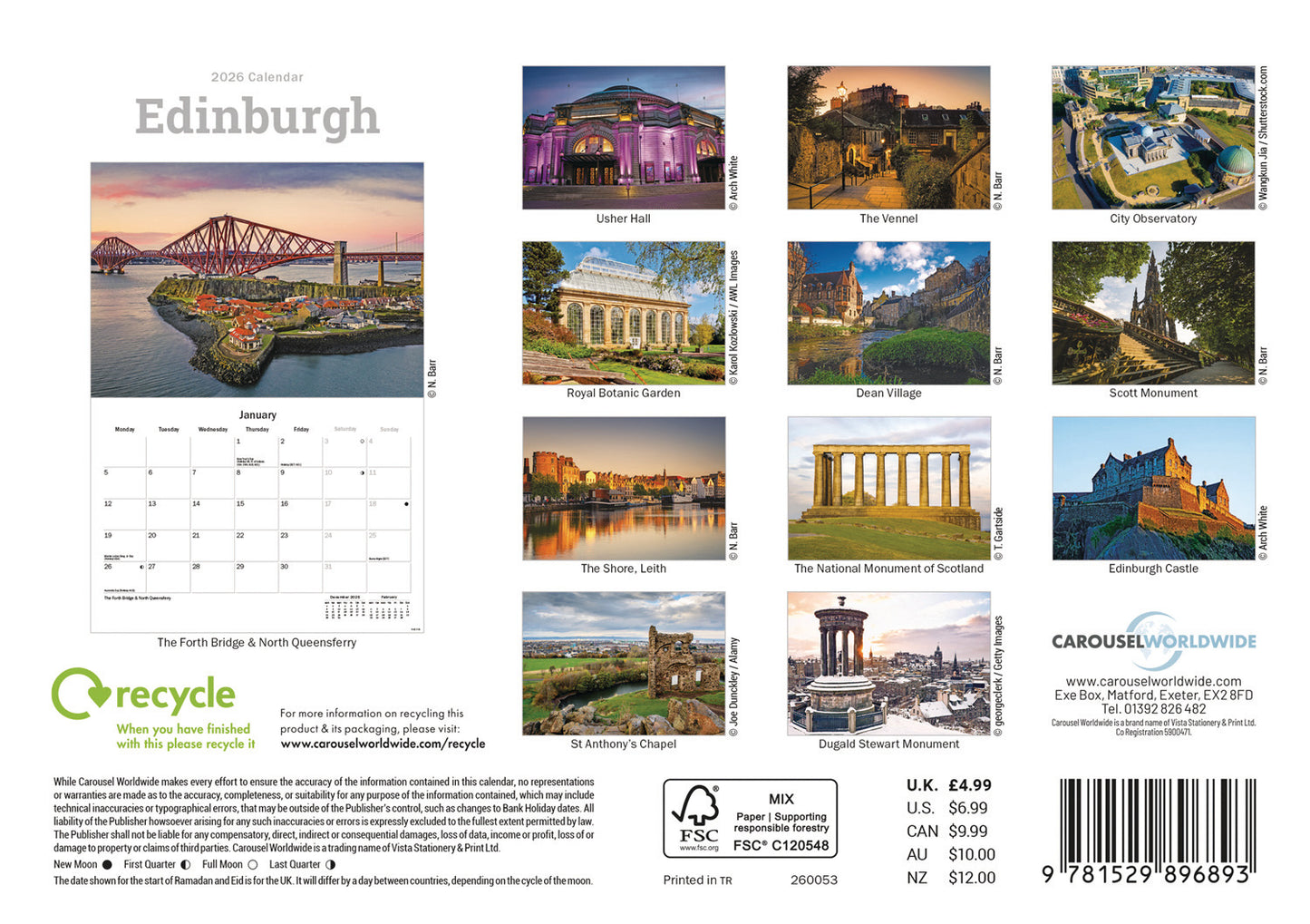 Edinburgh A5 Calendar 2026