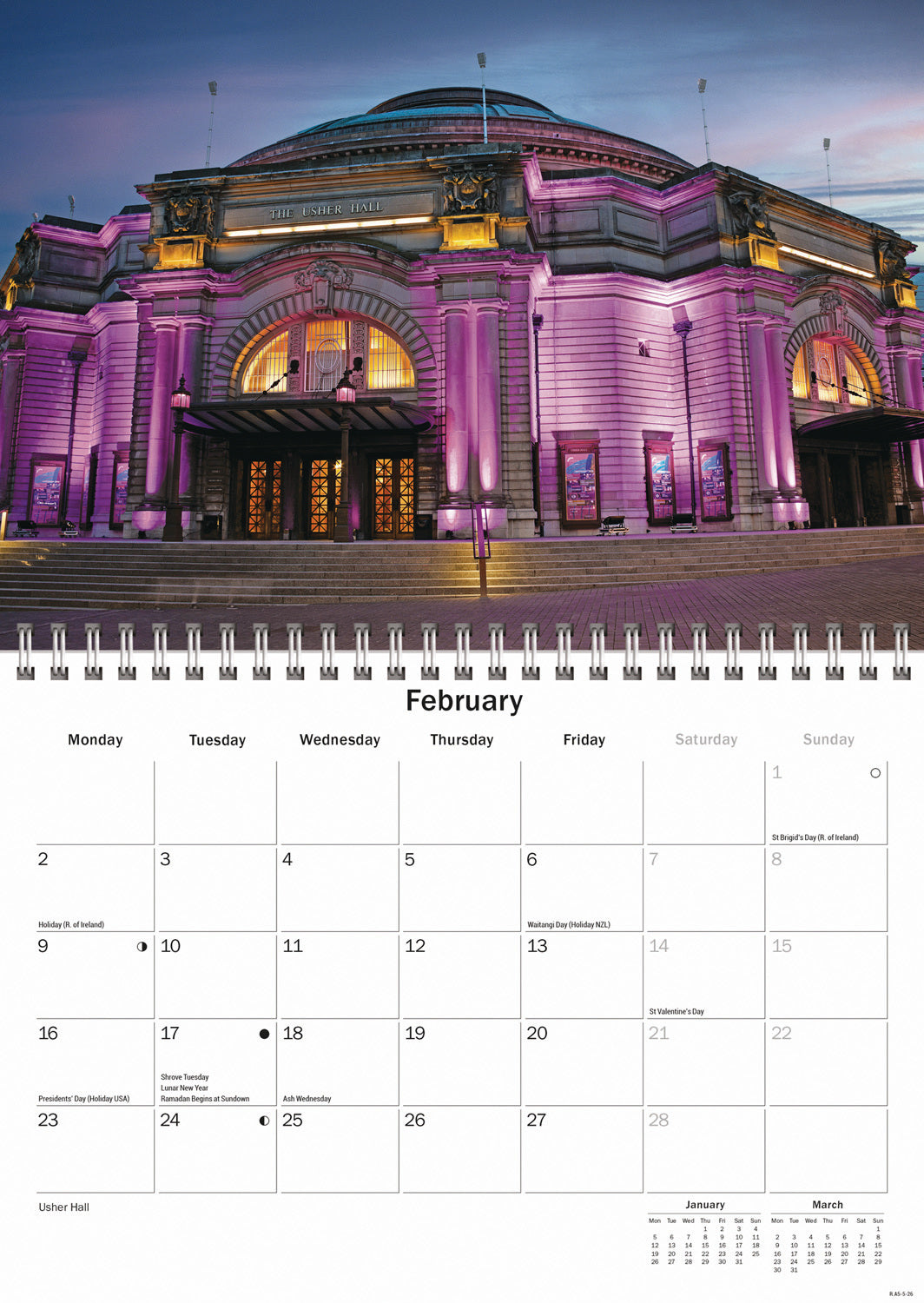 Edinburgh A5 Calendar 2026