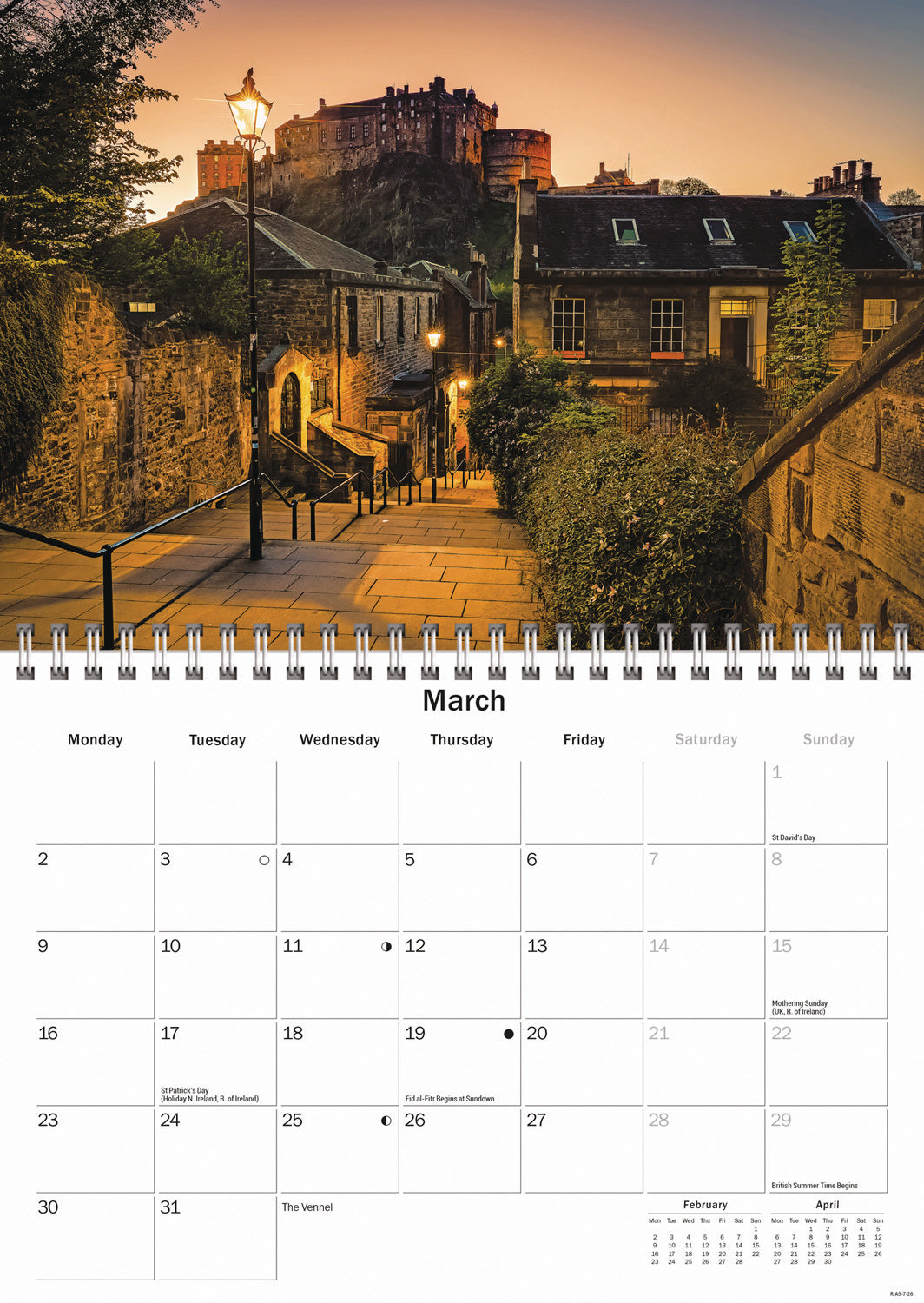 Edinburgh A5 Calendar 2026