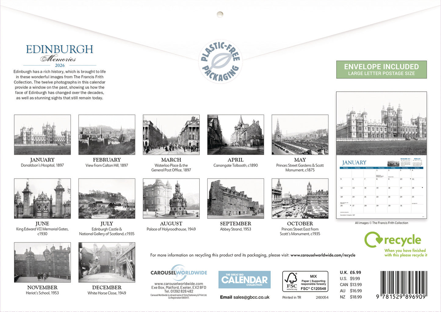Edinburgh Memories A4 Calendar 2026