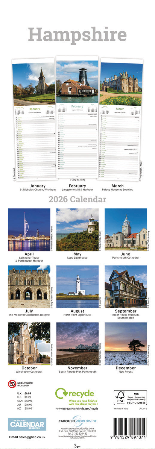 Hampshire Slim Calendar 2026