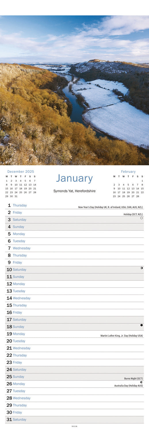 Heart Of England Slim Calendar 2026