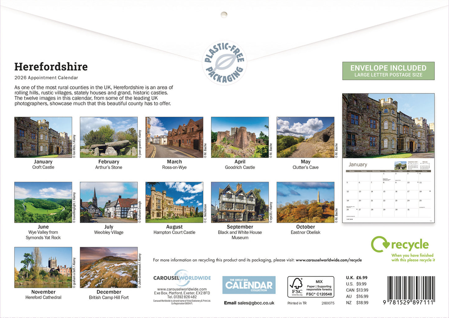 Herefordshire A4 Calendar 2026