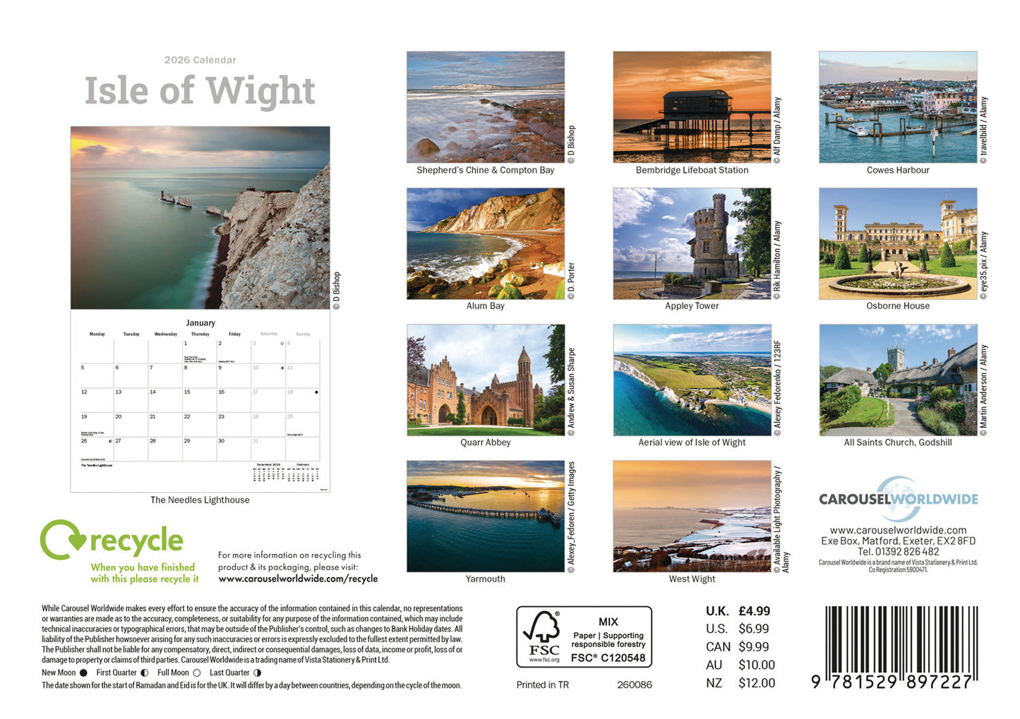 Isle of Wight A5 Calendar 2026