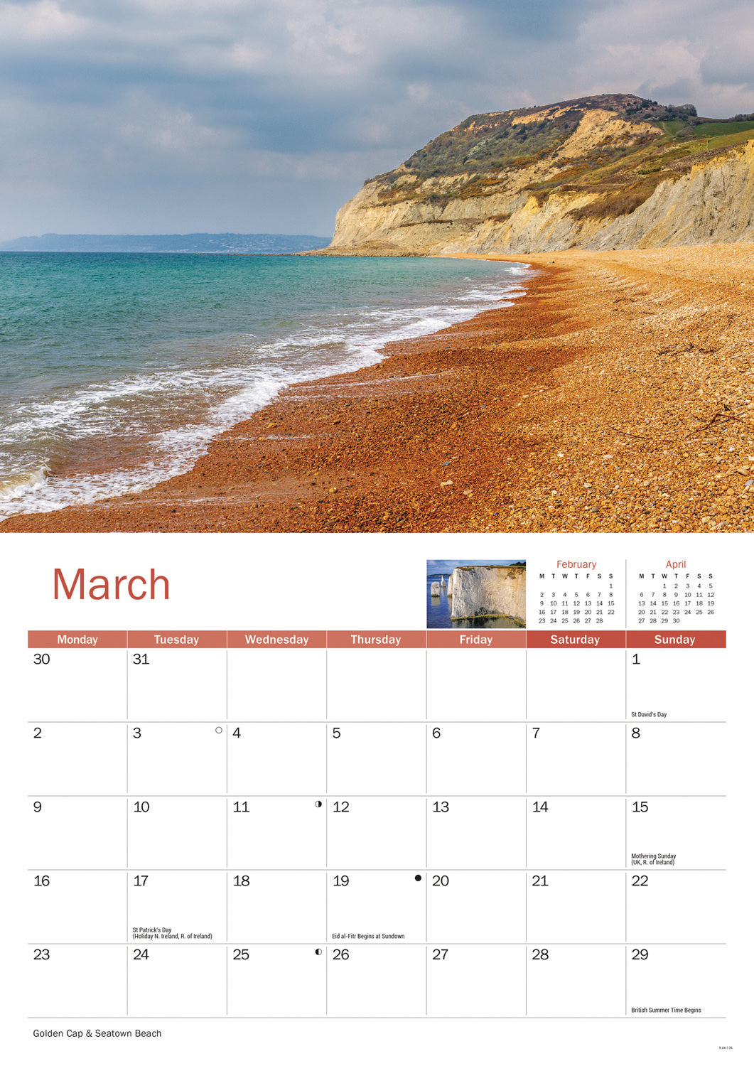 Jurassic Coast A4 Calendar 2026
