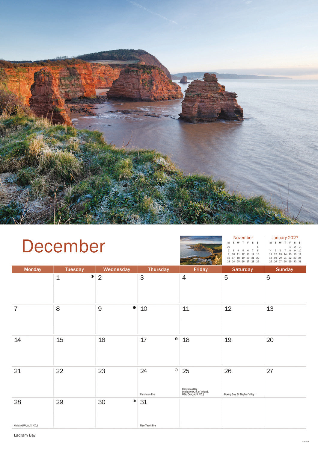 Jurassic Coast A4 Calendar 2026