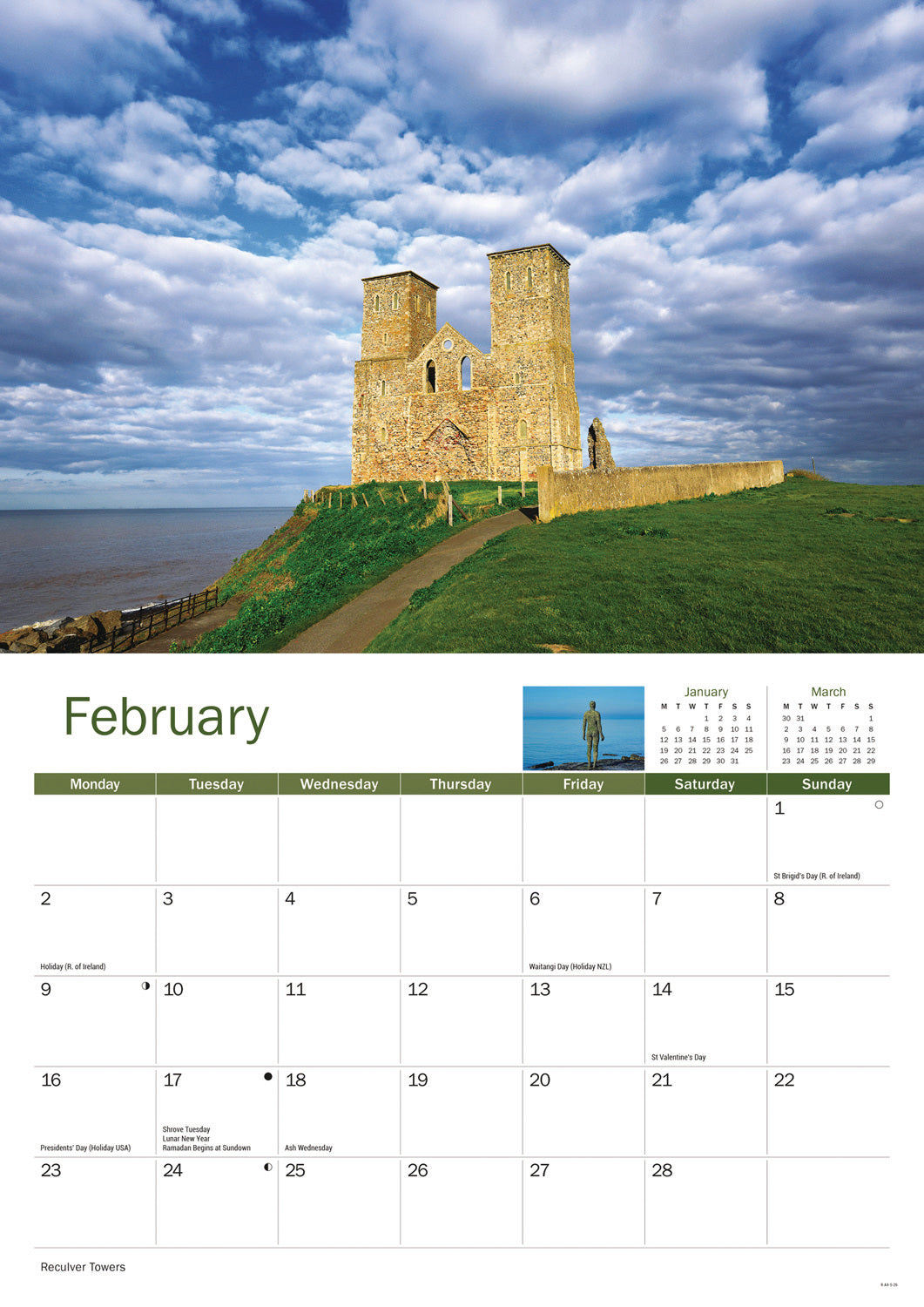 Kent A4 Calendar 2026
