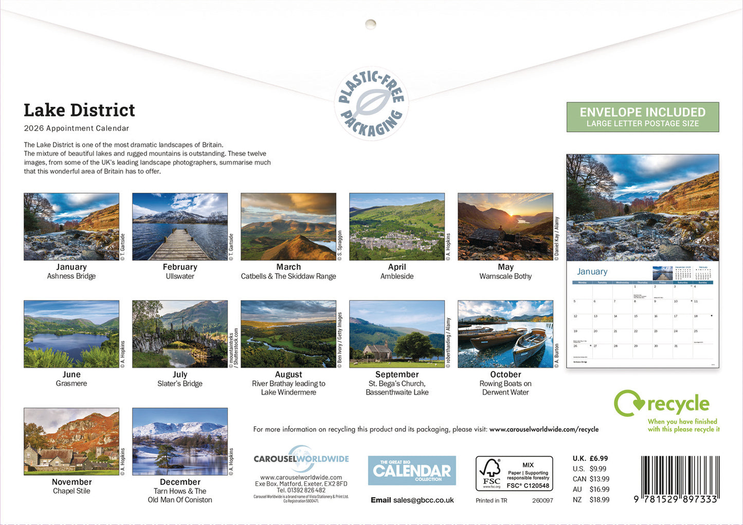 Lake District A4 Calendar 2026