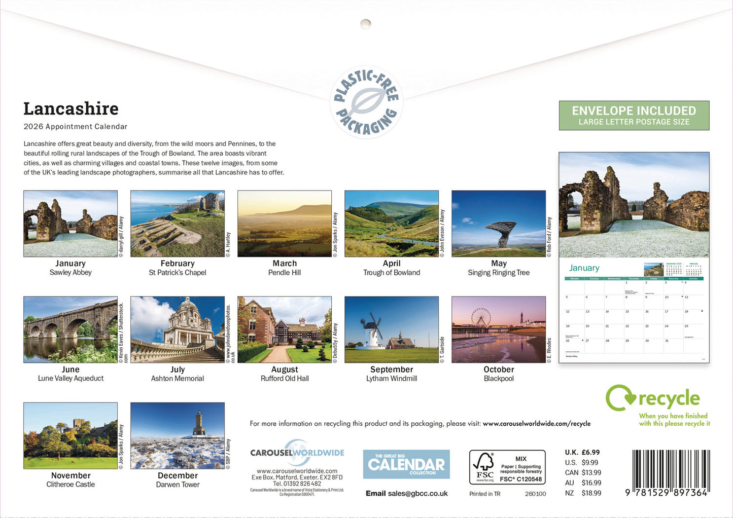 Lancashire A4 Calendar 2026