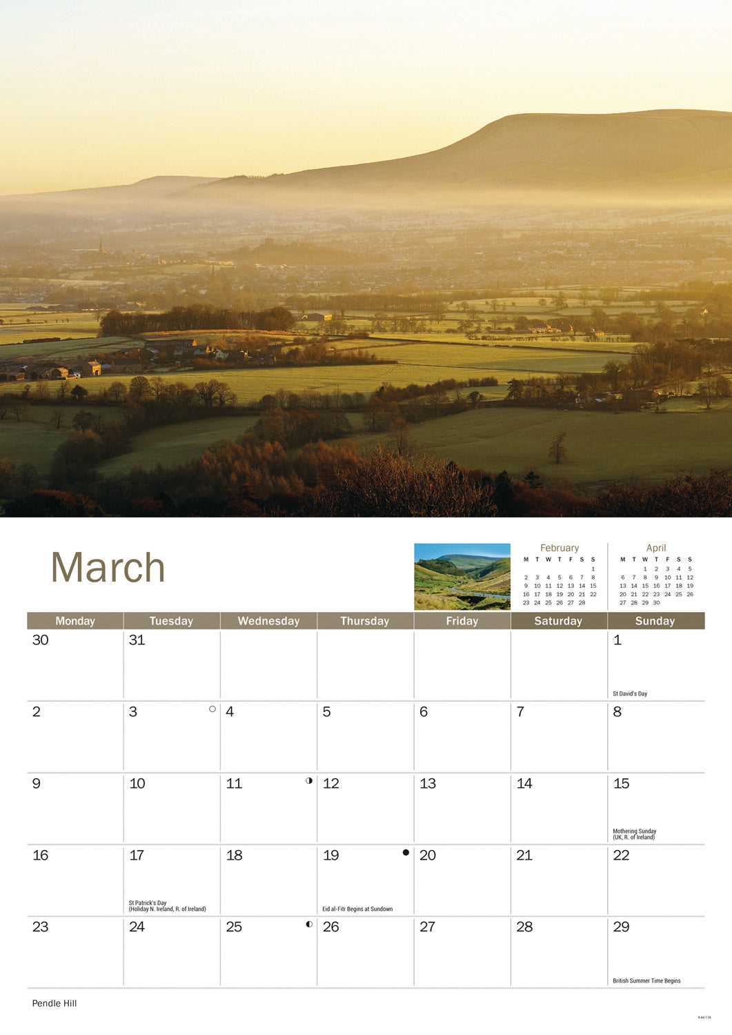 Lancashire A4 Calendar 2026