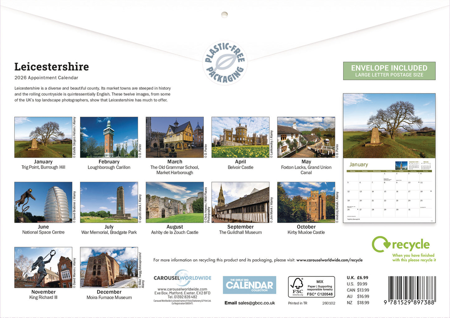 Leicestershire A4 Calendar 2026