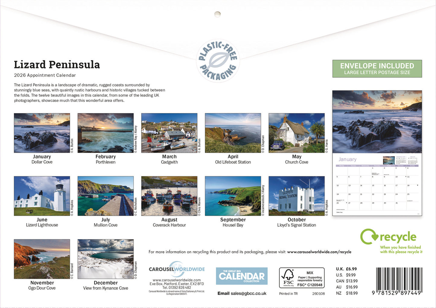 Lizard Peninsula A4 Calendar 2026