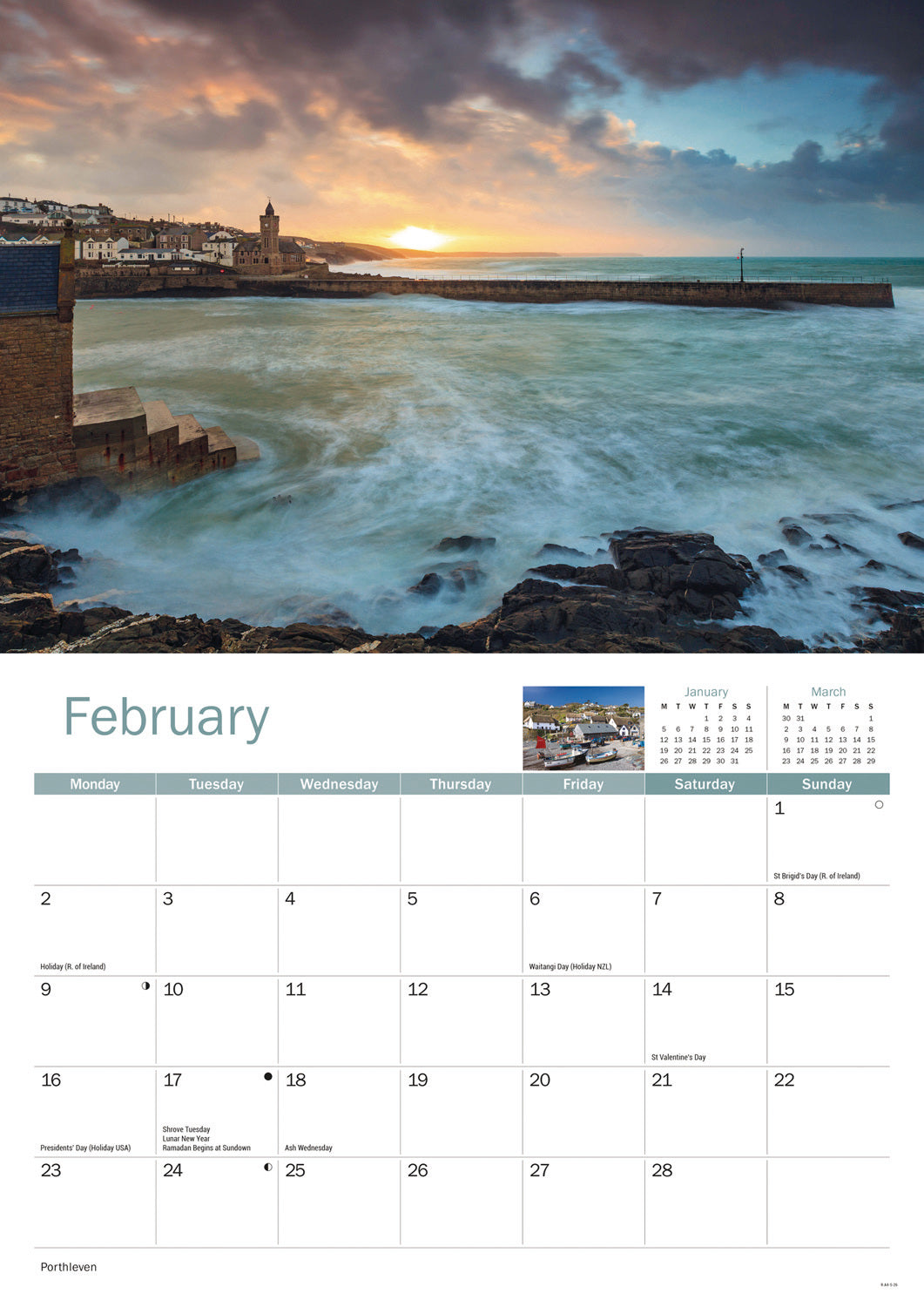 Lizard Peninsula A4 Calendar 2026