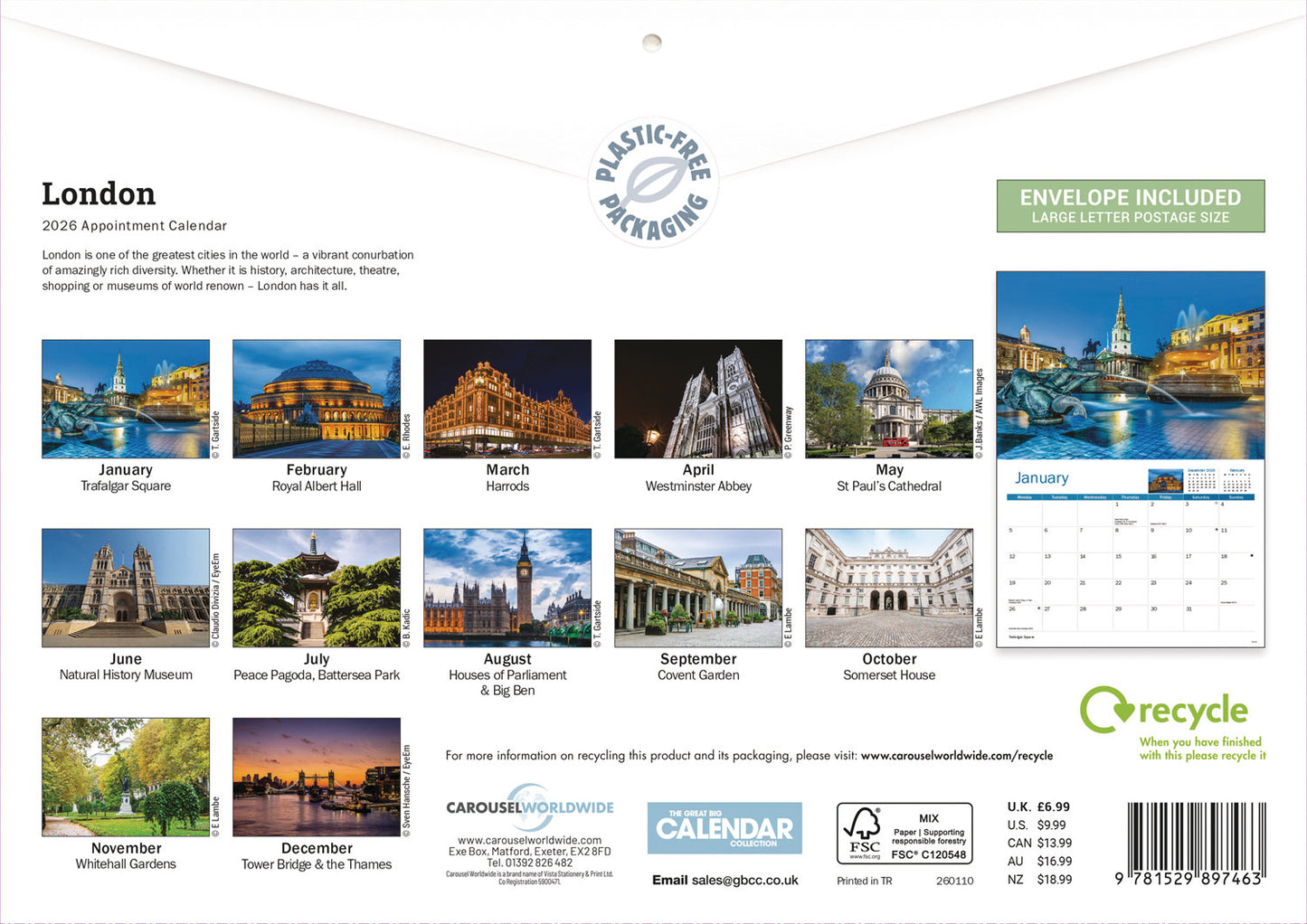 London A4 Calendar 2026