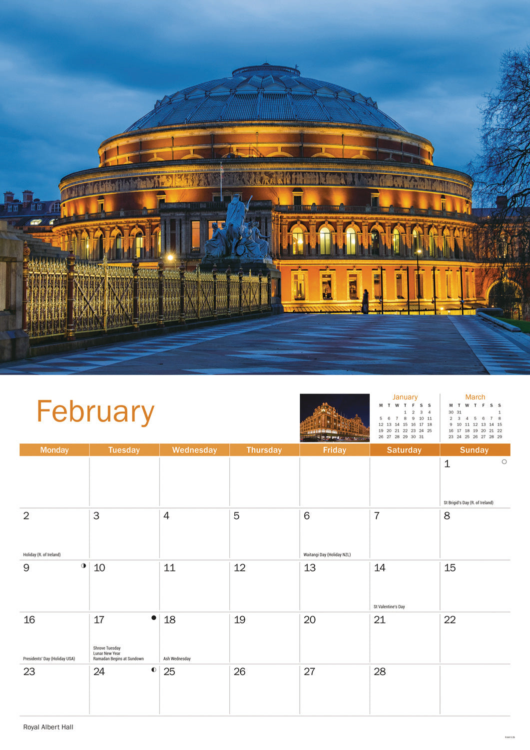 London A4 Calendar 2026