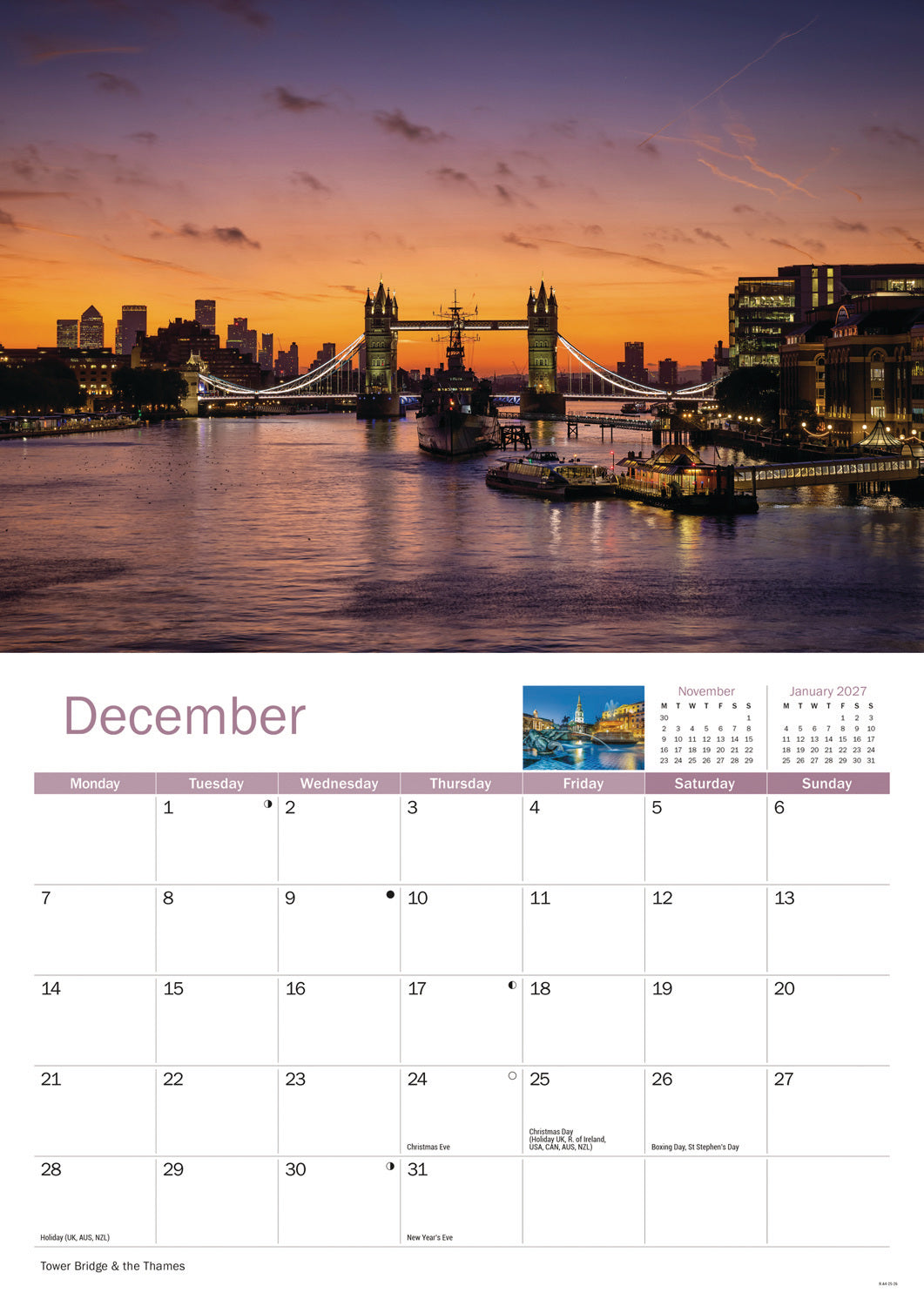 London A4 Calendar 2026