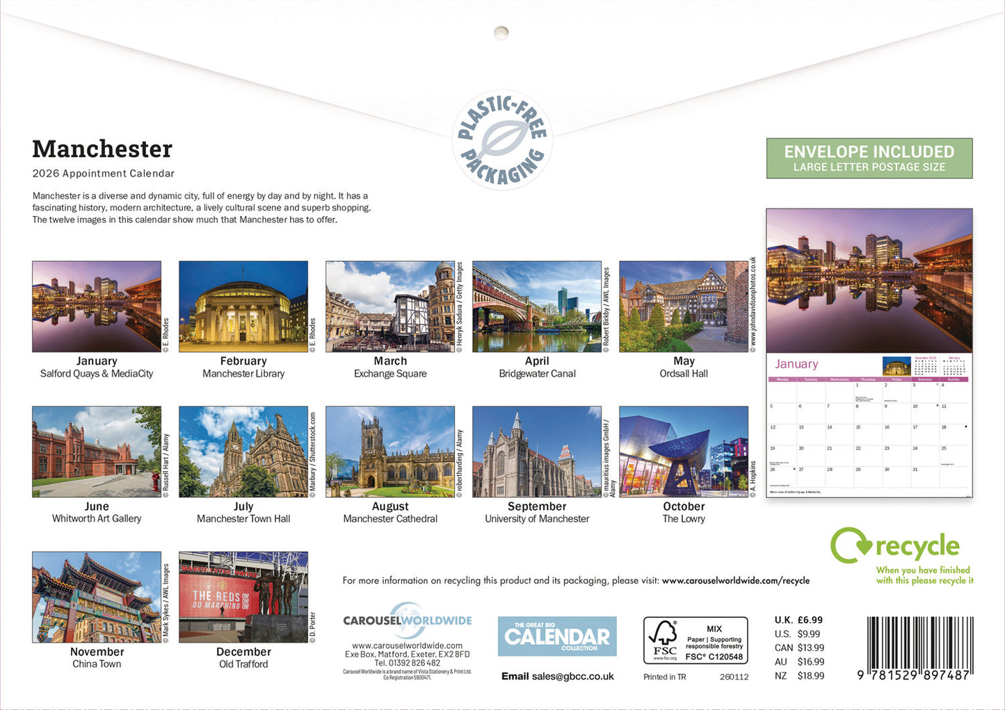 Manchester A4 Calendar 2026