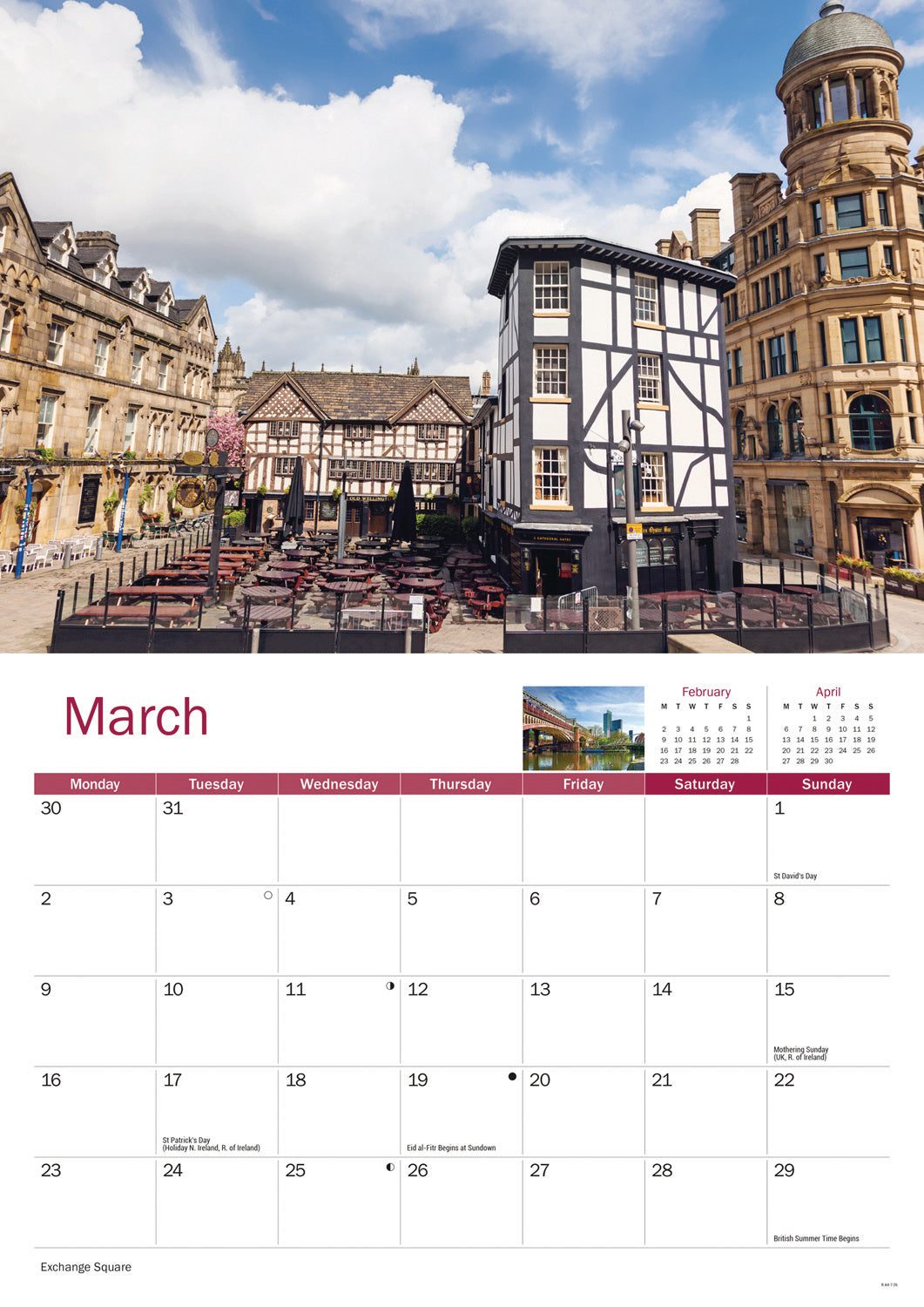 Manchester A4 Calendar 2026