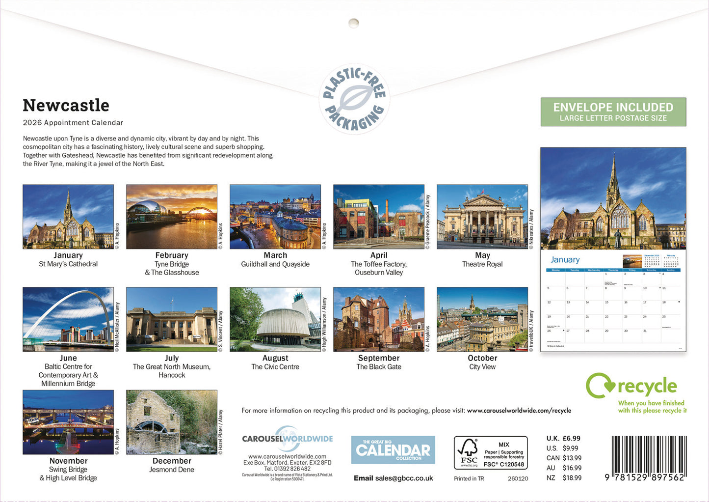 Newcastle A4 Calendar 2026