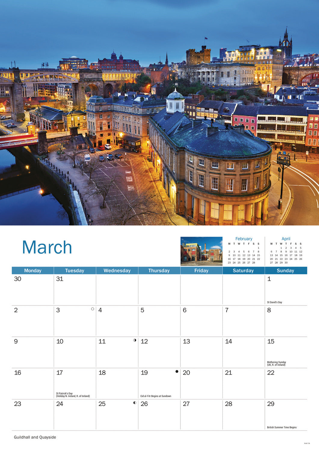 Newcastle A4 Calendar 2026