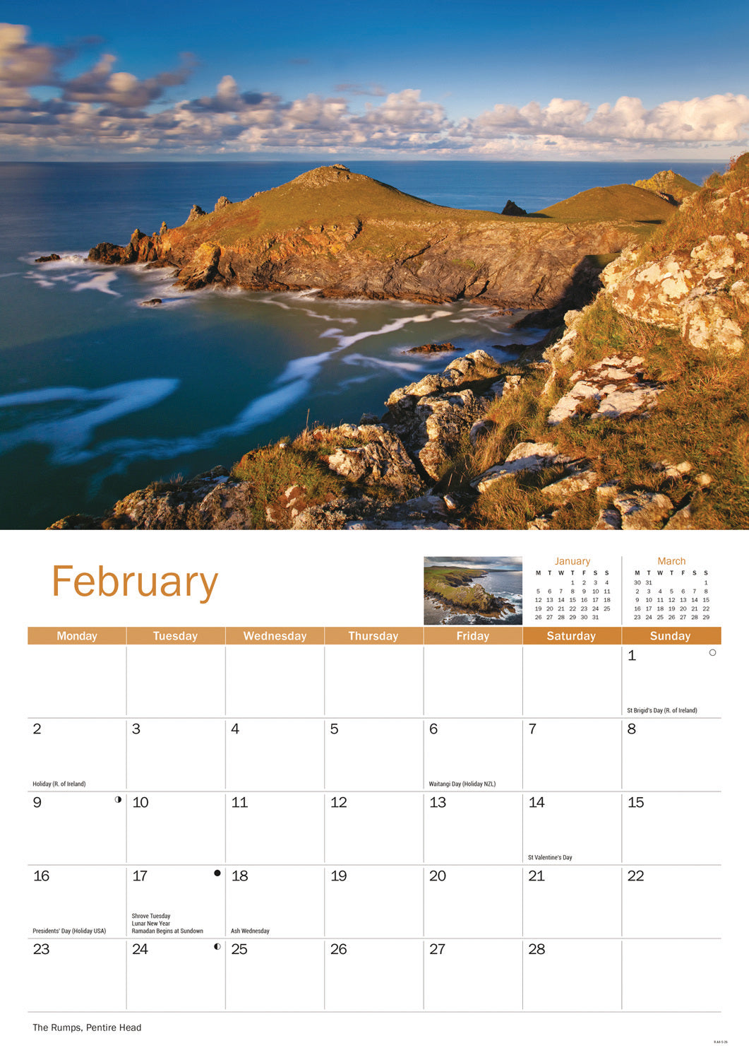 North Cornwall A4 Calendar 2026