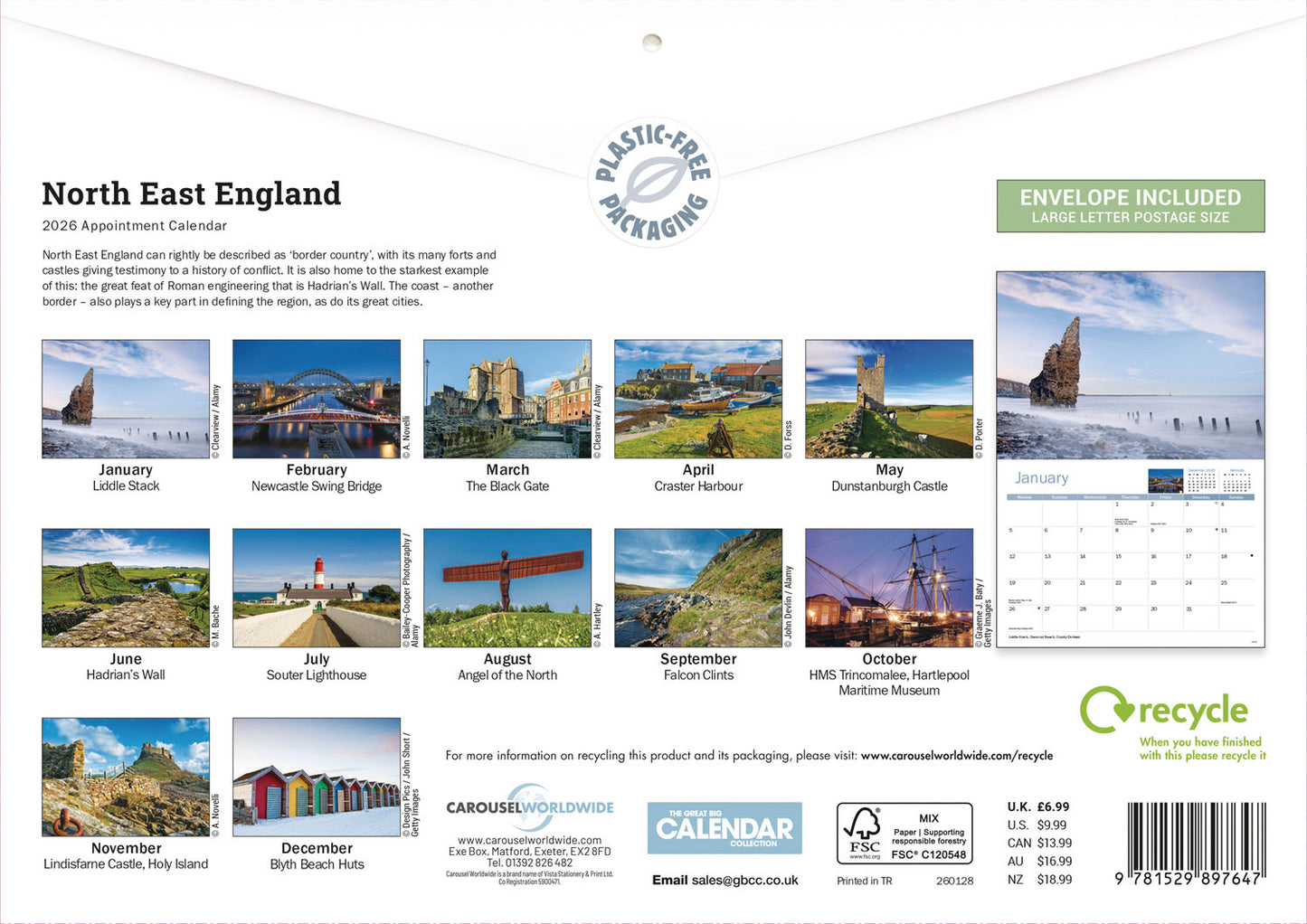 North East England A4 Calendar 2026