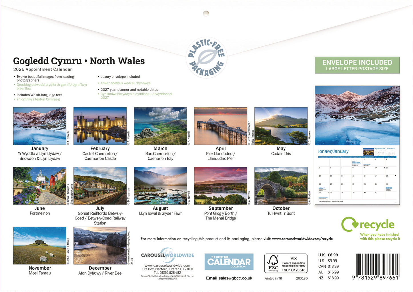 North Wales A4 Calendar 2026