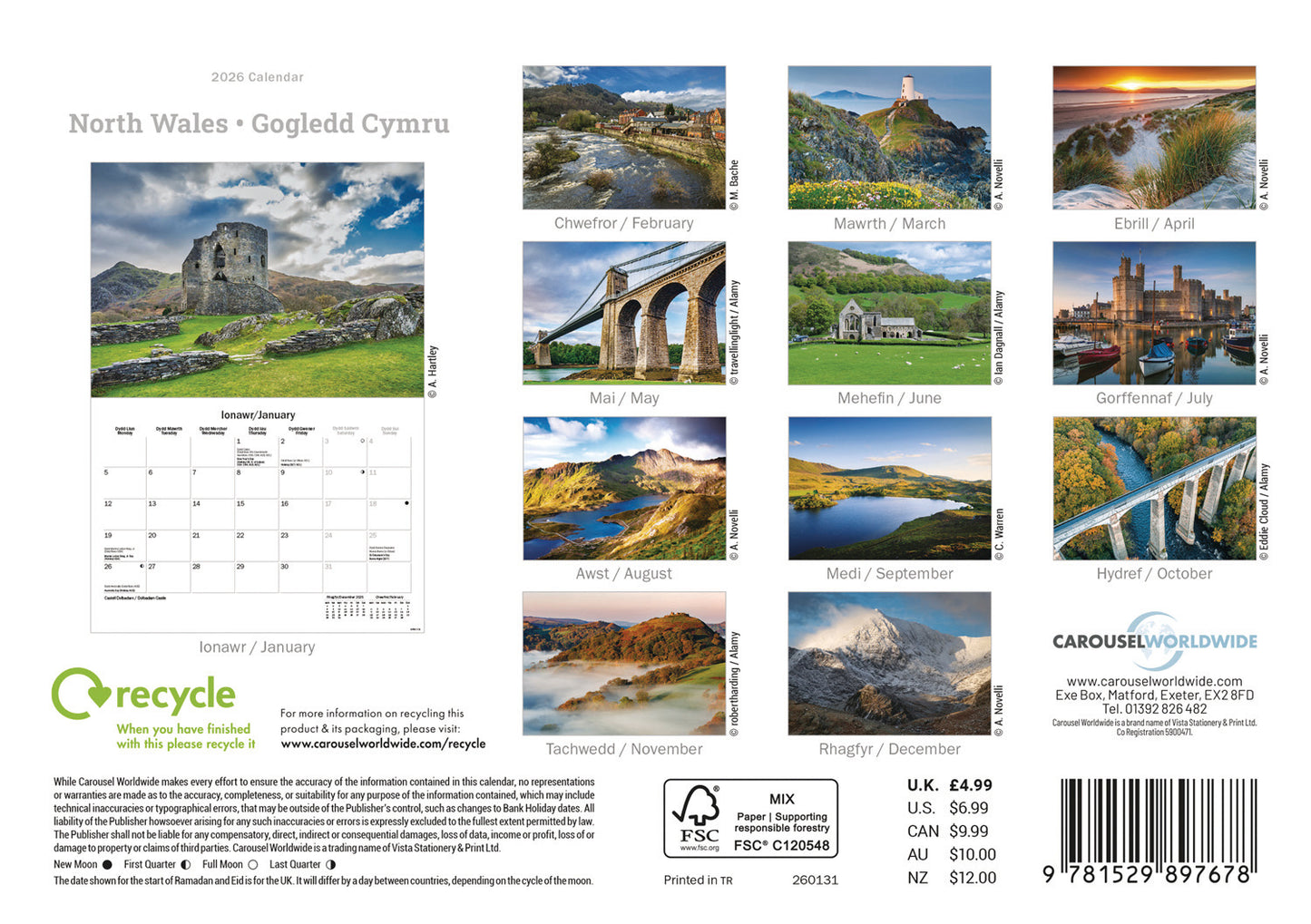 North Wales A5 Calendar 2026